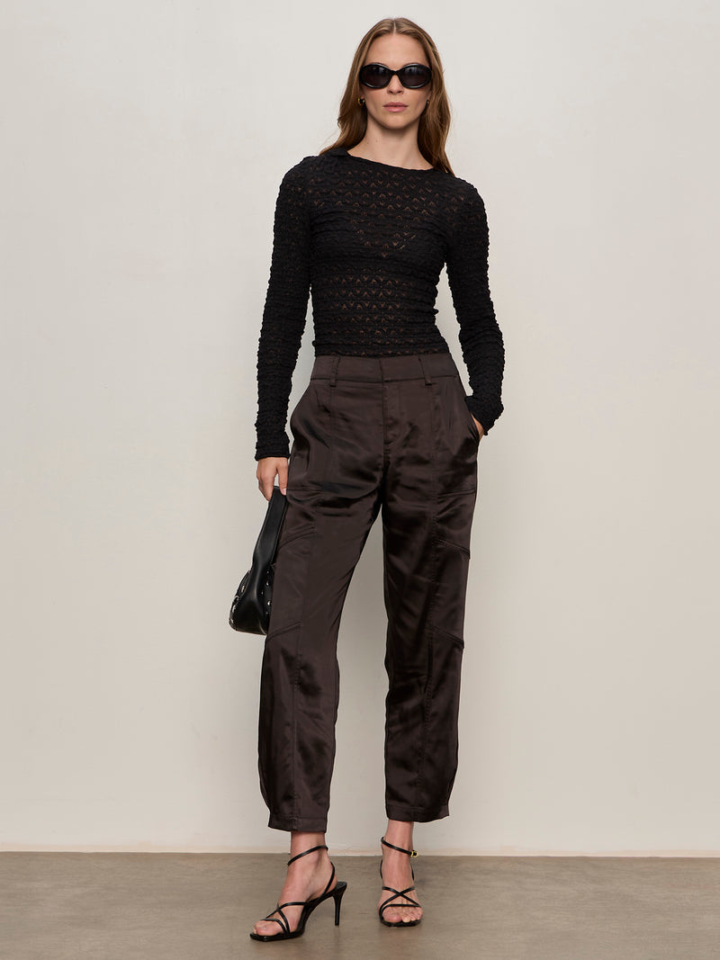 Sahara Satin Tapered Pant Black alt 1