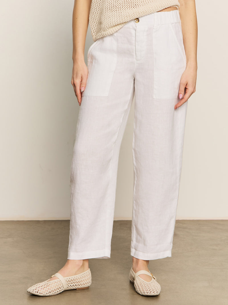 Relaxed Linen Cruiser Semi High Rise Pant Bleached White
