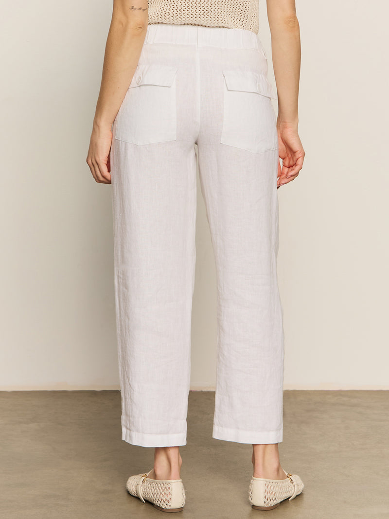 Relaxed Linen Cruiser Semi High Rise Pant Bleached White alt 1