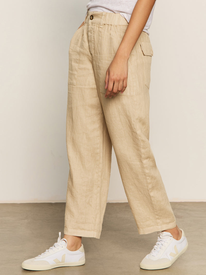 Relaxed Linen Cruiser Semi High Rise Pant Sandstone alt 2