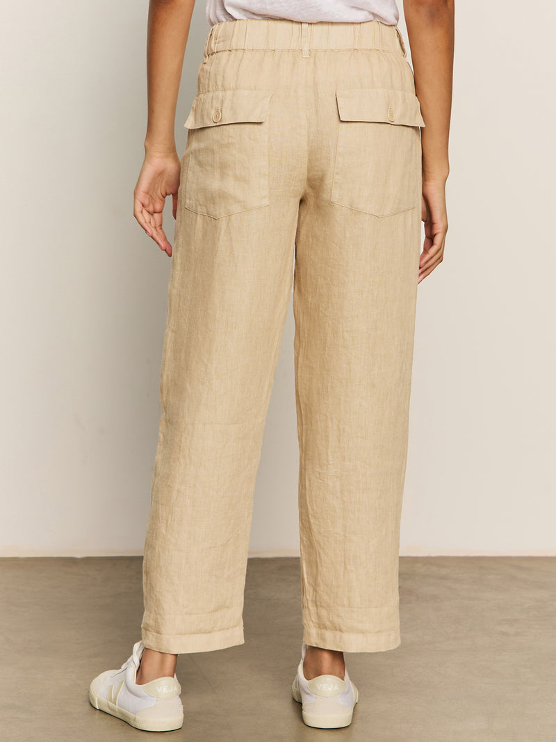 Relaxed Linen Cruiser Semi High Rise Pant Sandstone alt 1