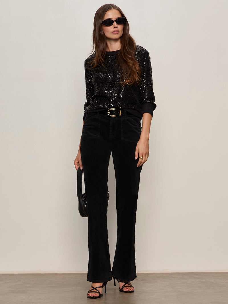 Velveteen Brook Bootcut Pant Black Petite Sizing alt 4