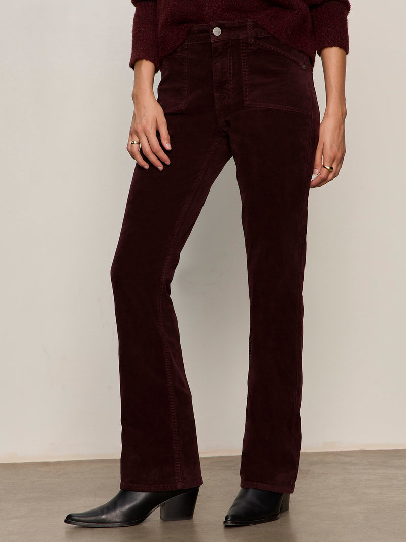 Velveteen Brook Bootcut Pant Dark Crimson Petite Sizing alt 1