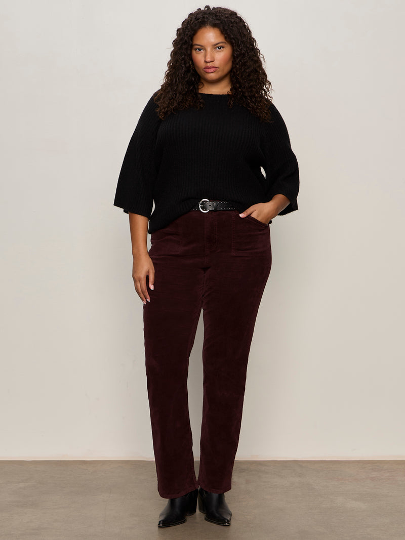 Velveteen Brook Bootcut Pant Dark Crimson Extended Sizing alt 3