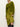 A person wearing a moss green cardigan and the Sanctuary Clothing everyday midi skirt in martini olive poses against a white background, partially lifting the skirt, with their face partly out of frame.
