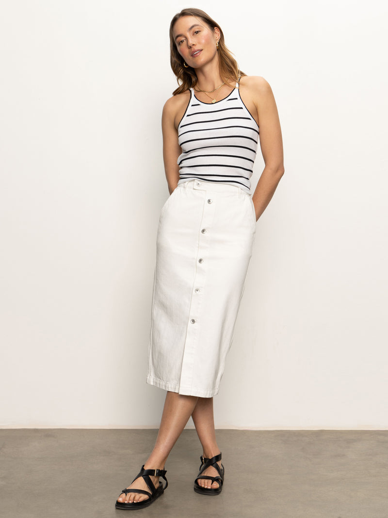 Carrier Denim Skirt Bleached White alt 5