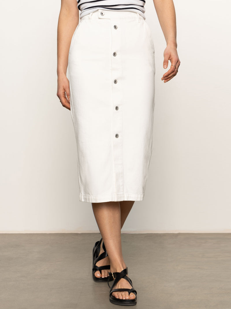Carrier Denim Skirt Bleached White