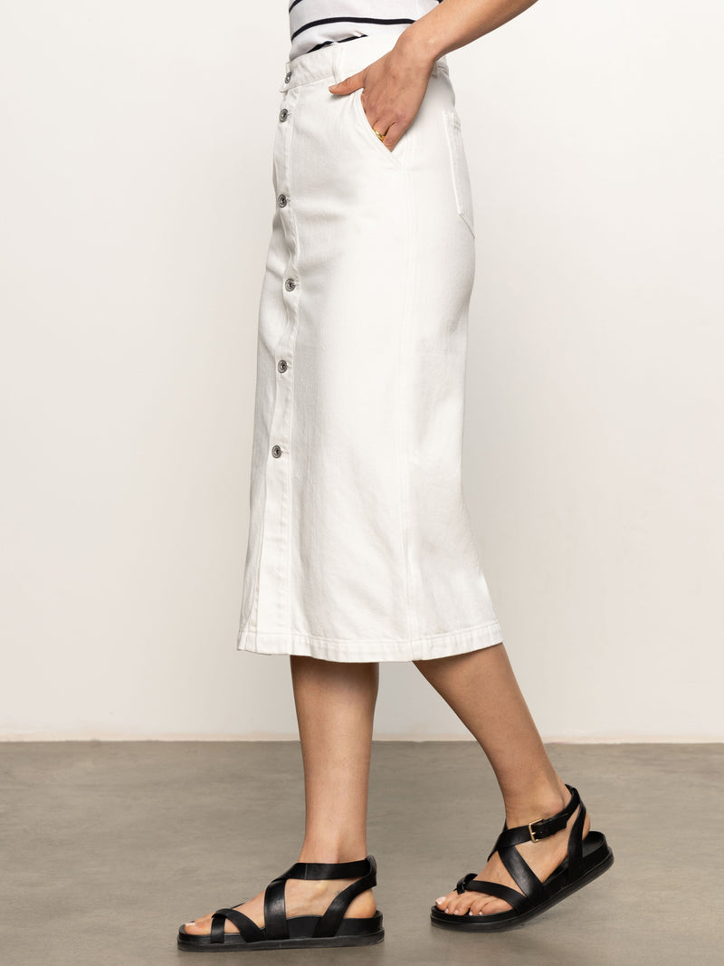 Carrier Denim Skirt Bleached White alt 2