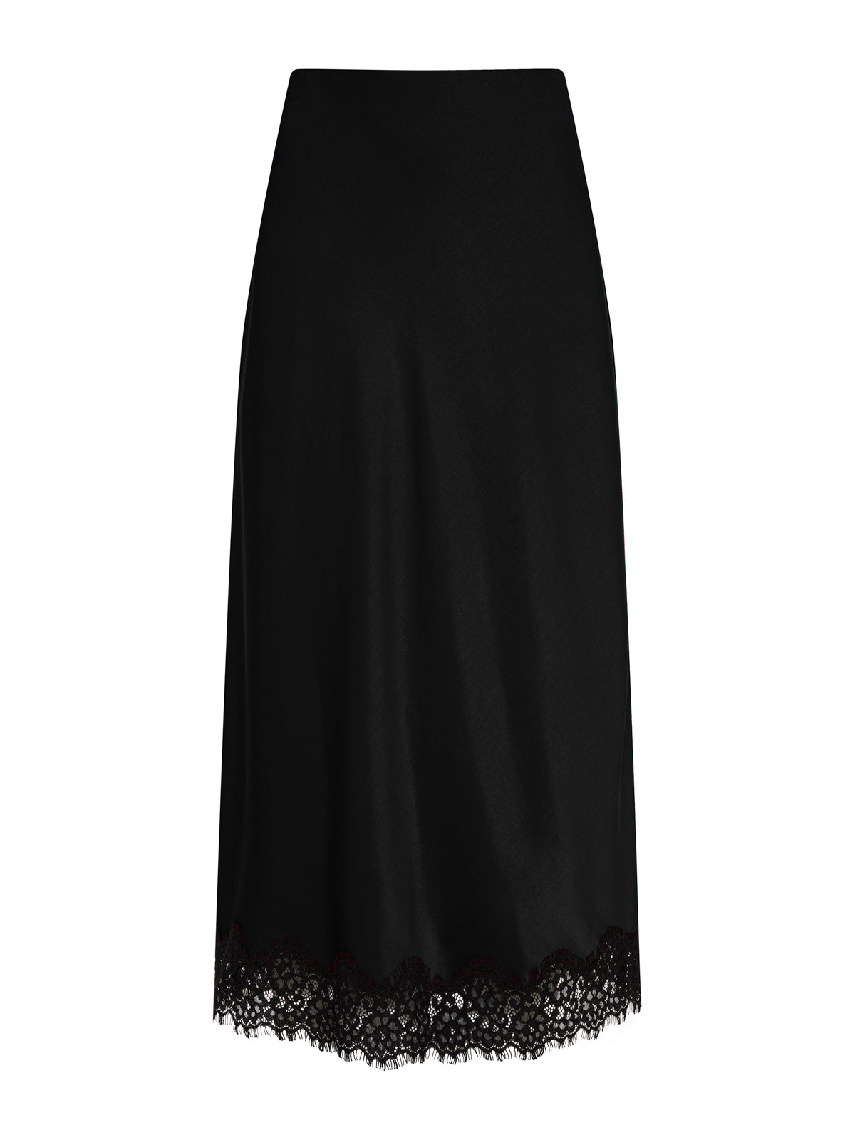 Black skirt with lace hem on a white background
