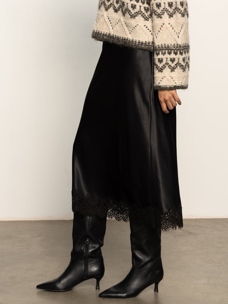 Slip Skirt With Lace Black alt 1