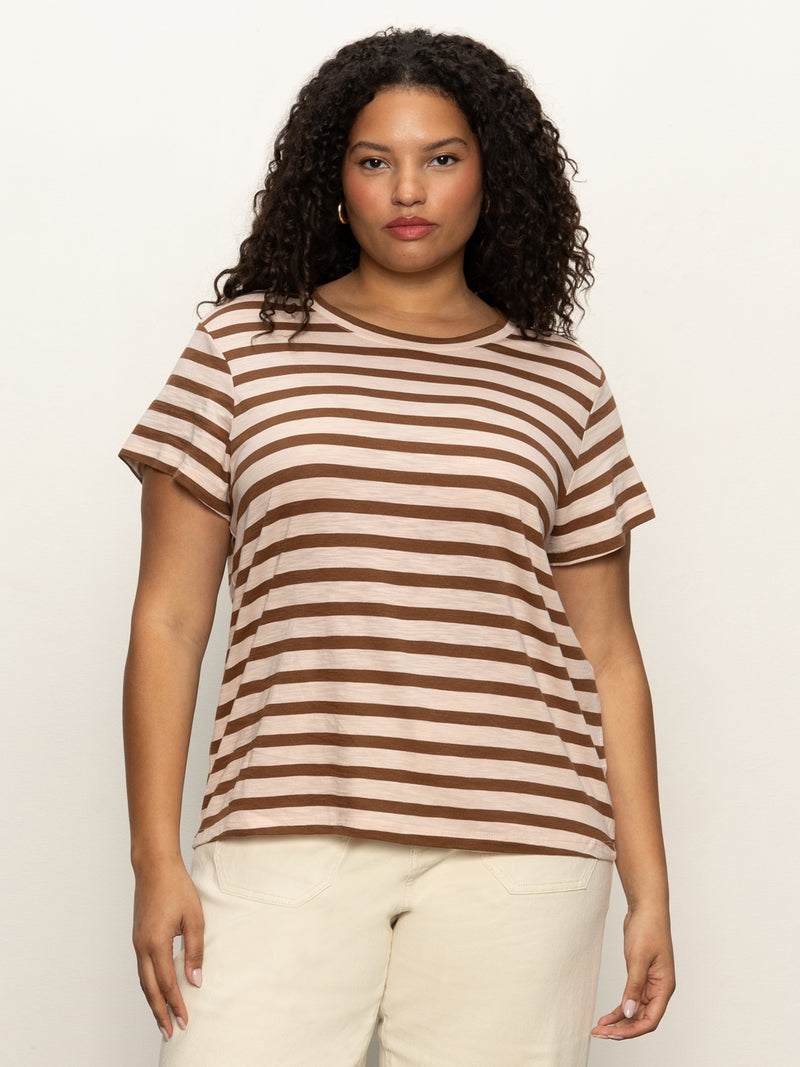 The Perfect Tee Earth Pink / Sepia Stripe Extended Sizing alt 1