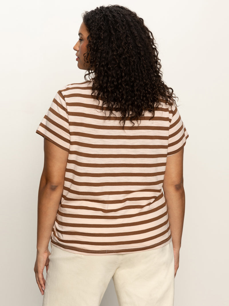 The Perfect Tee Earth Pink / Sepia Stripe Extended Sizing alt 2