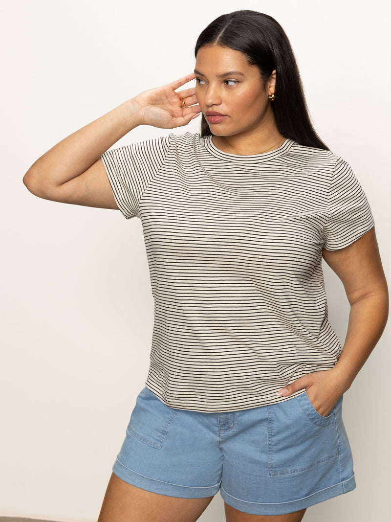 The Perfect Tee Pumice Stone / Black Stripe Extended Sizing alt 2