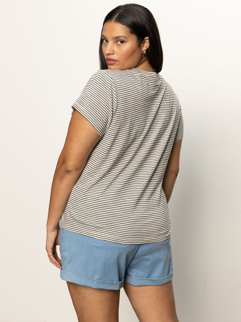 The Perfect Tee Pumice Stone / Black Stripe Extended Sizing alt 1