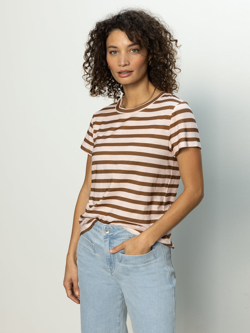 The Perfect Tee Earth Pink / Sepia Stripe alt 1