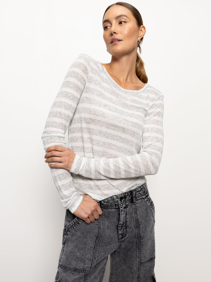 Femme Crew Stripe Tee Dewey Grey / Chalk Stripe alt 1