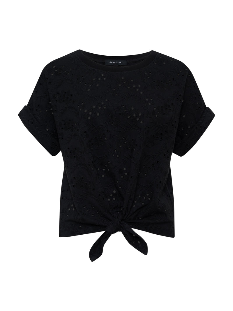 All Day Eyelet Tee Black alt 5