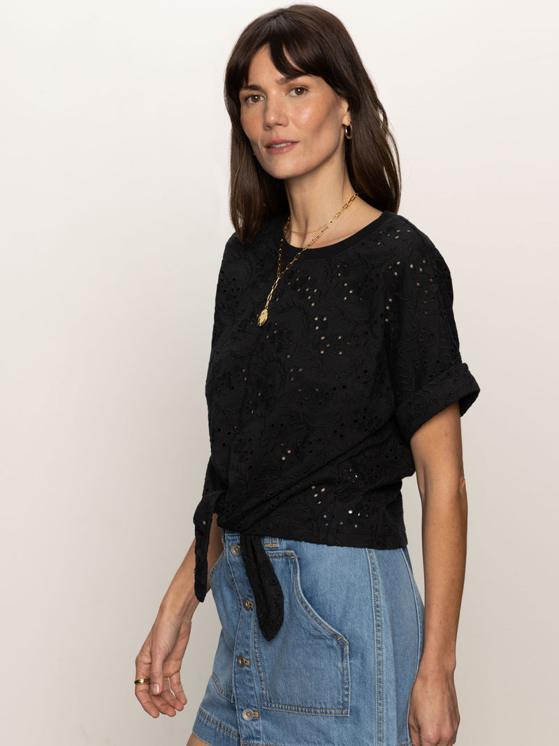 All Day Eyelet Tee Black alt 2