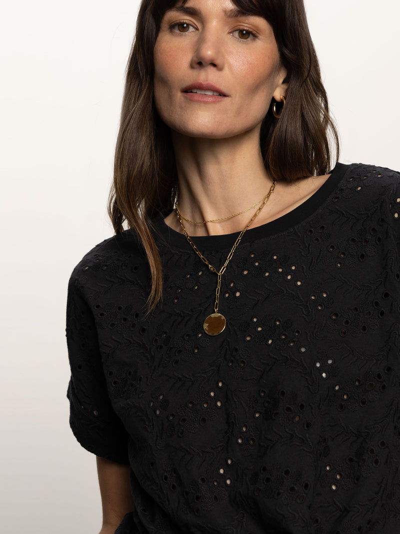 All Day Eyelet Tee Black alt 3