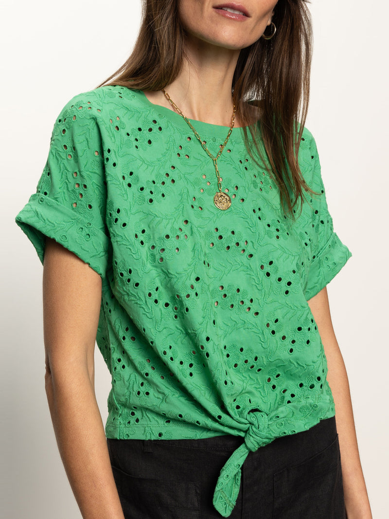 All Day Eyelet Tee Palm