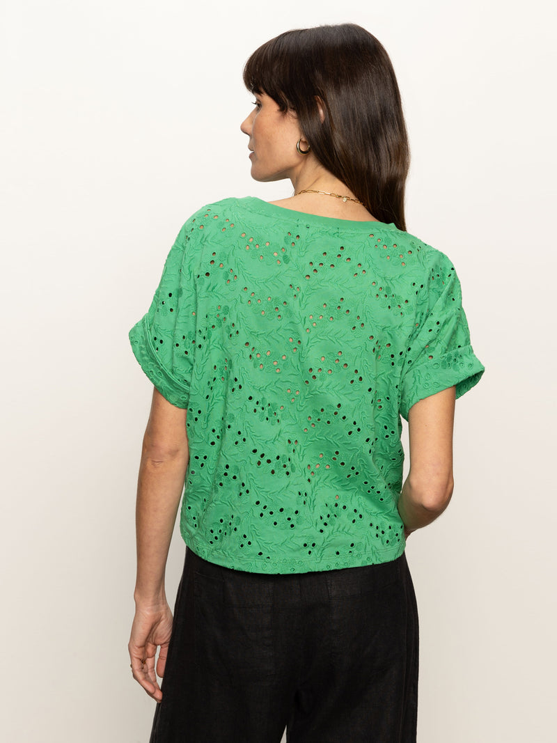 All Day Eyelet Tee Palm alt 1