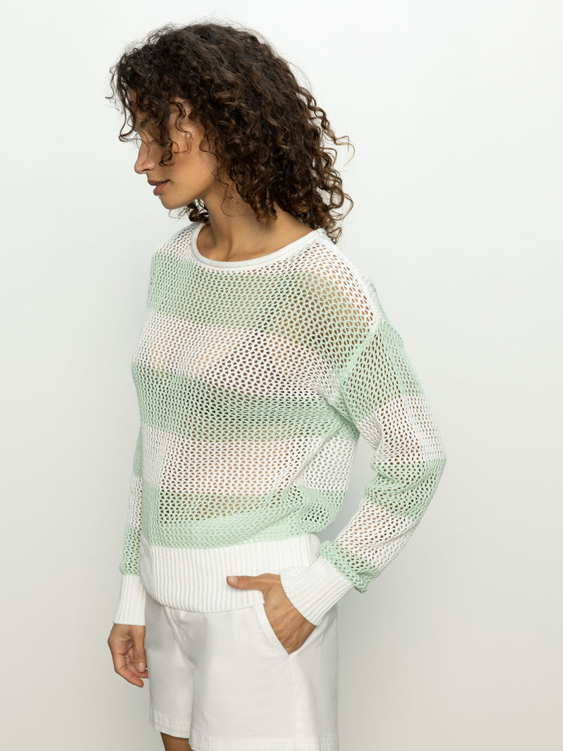 Open Knit Sweater Mint Tea / Chalk alt 2