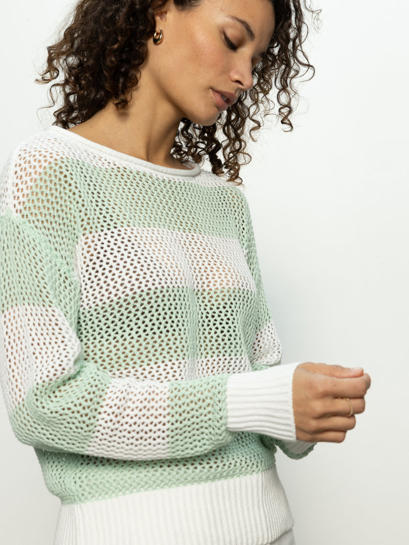 Open Knit Sweater Mint Tea / Chalk alt 3