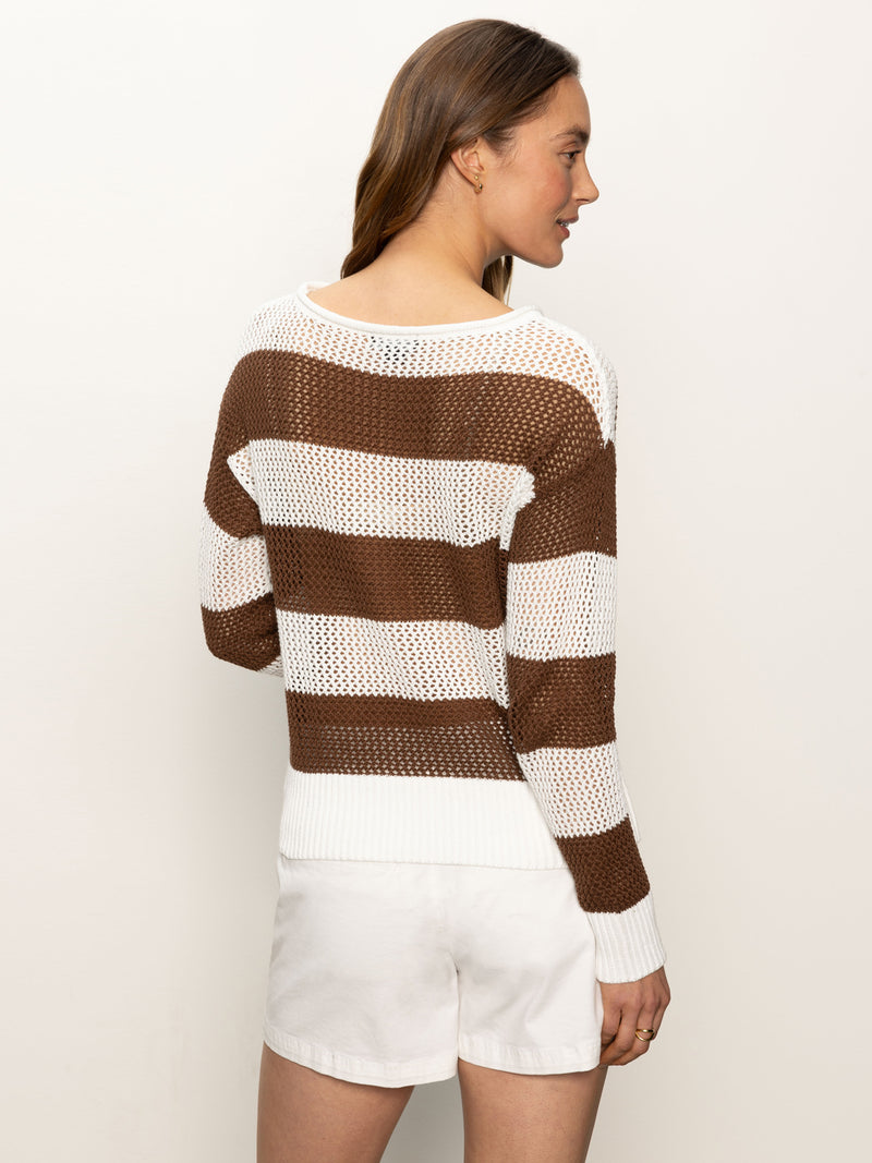 Open Knit Sweater Chalk / Sepia Stripe alt 3