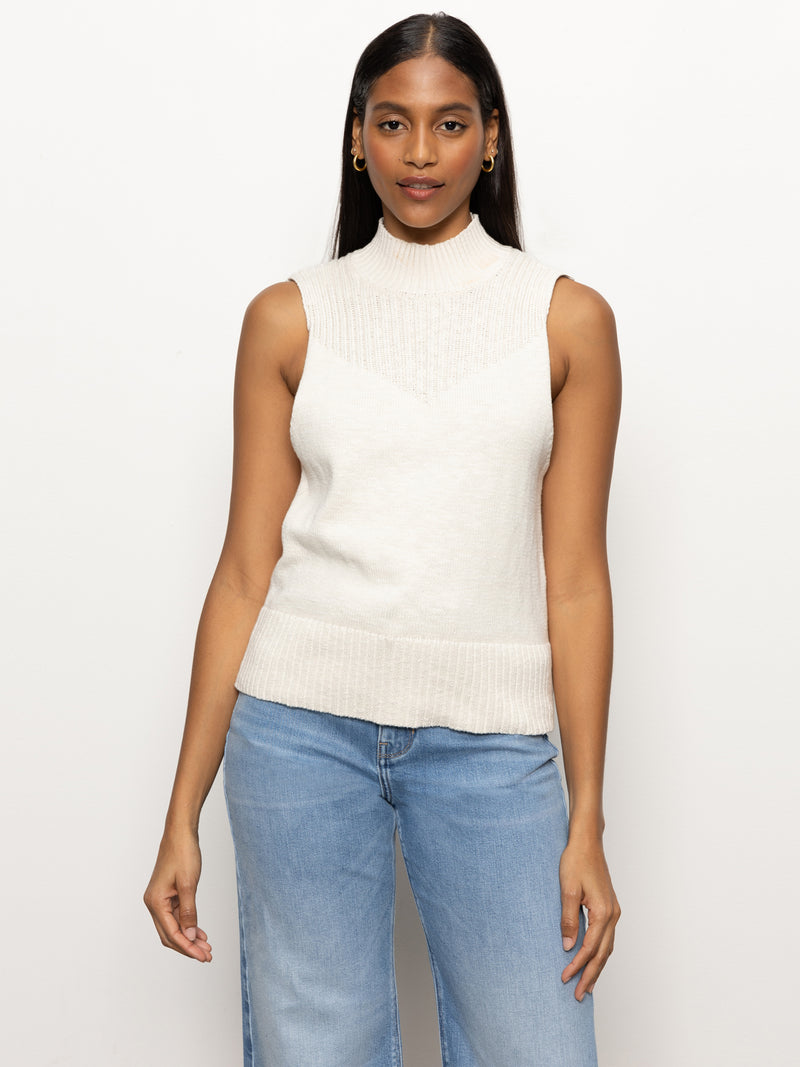 Rib Detail Mock Tank Light Oat alt 1