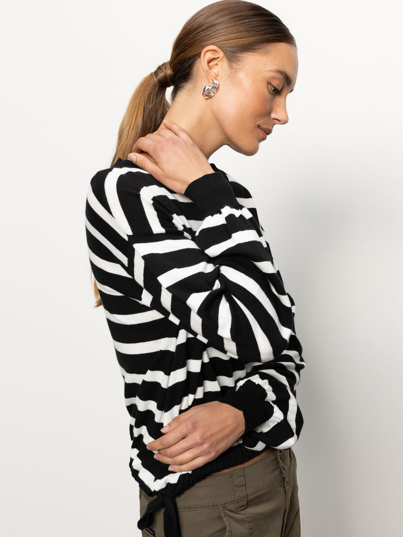 Side Tie Sweater Black/ Chalk Stripe alt 3