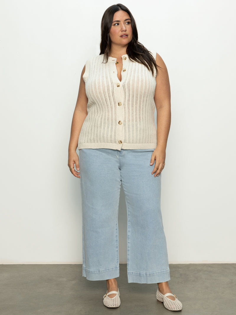 Pointelle Shell Sweater Eco Natural Extended Sizing alt 3