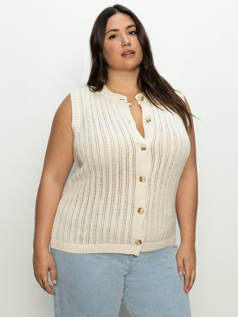 Pointelle Shell Sweater Eco Natural Extended Sizing alt 2