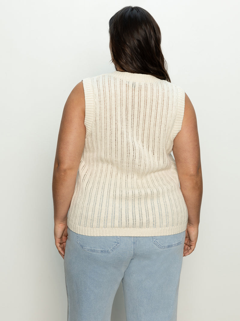 Pointelle Shell Sweater Eco Natural Extended Sizing alt 1