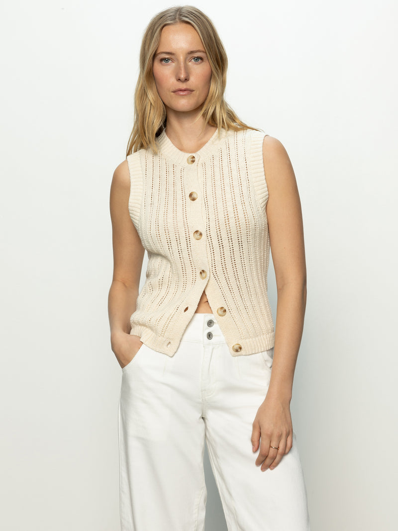 Pointelle Shell Sweater Eco Natural