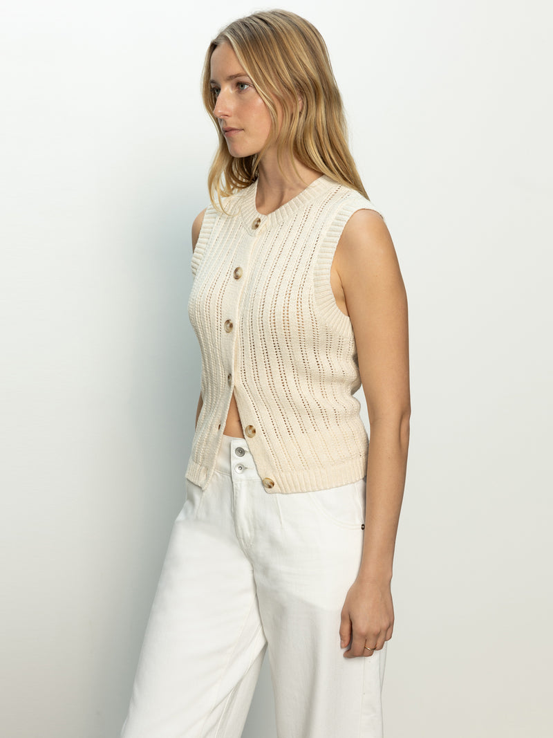 Pointelle Shell Sweater Eco Natural alt 2