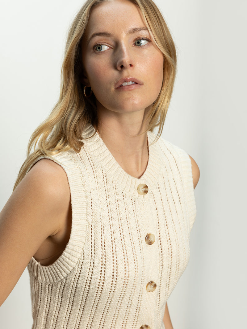 Pointelle Shell Sweater Eco Natural alt 3