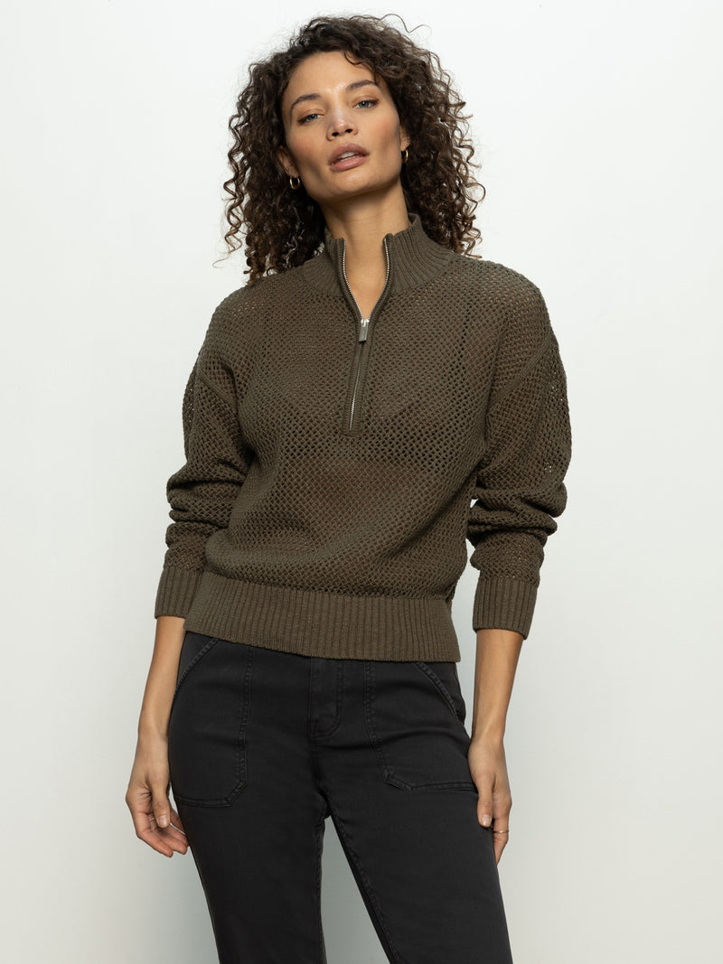 Open Knit Half-Zip Sweater Kalamata alt 1