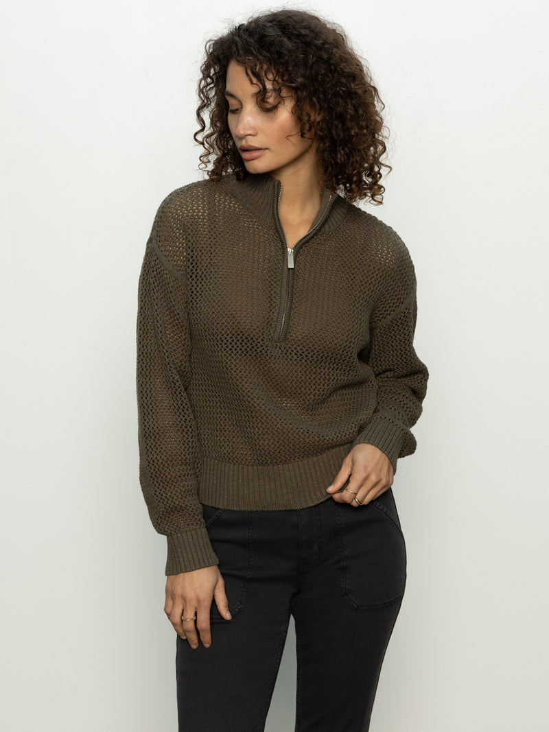 Open Knit Half-Zip Sweater Kalamata alt 2