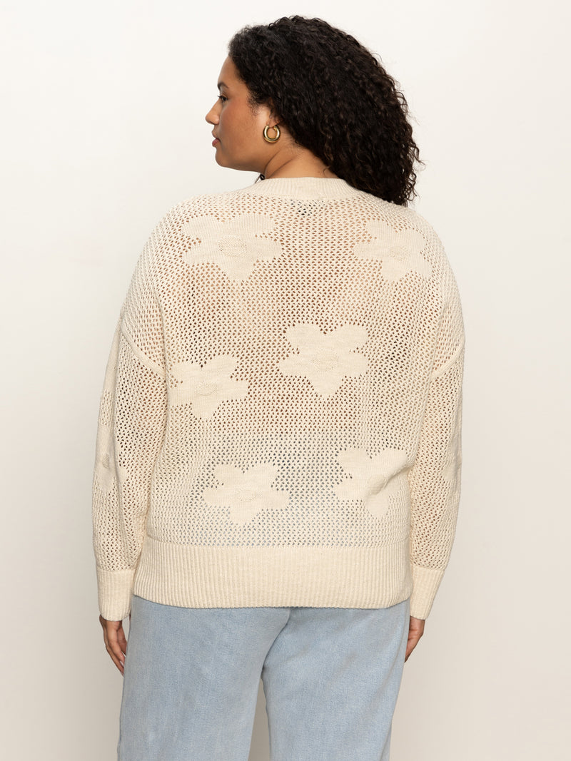 Flower Pop Open Stitch Jacket Eco Natural Extended Sizing alt 1
