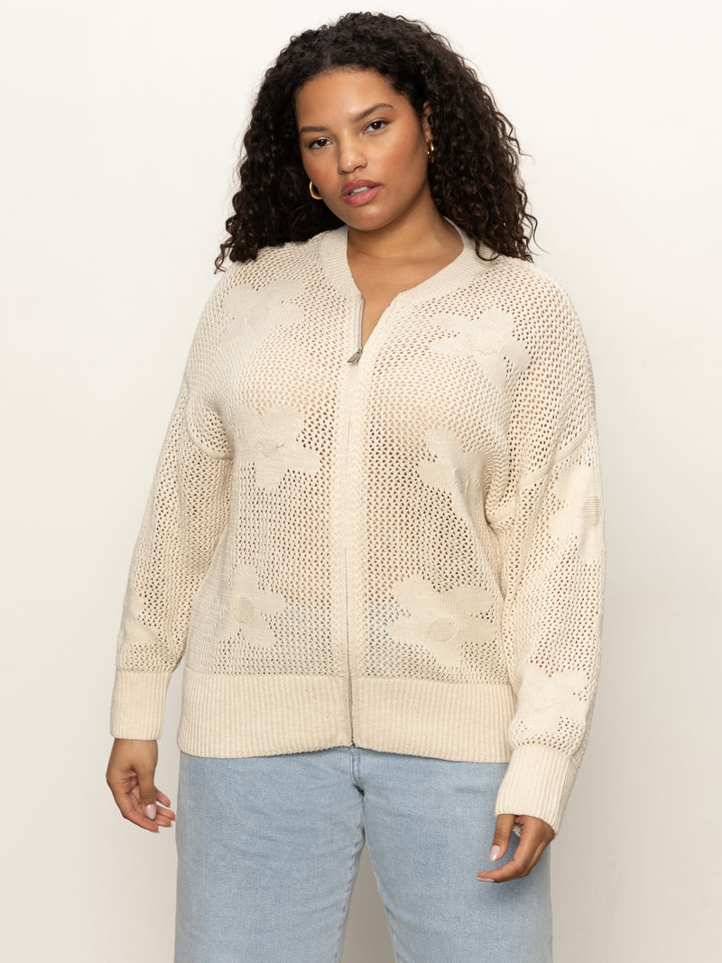 Flower Pop Open Stitch Jacket Eco Natural Extended Sizing