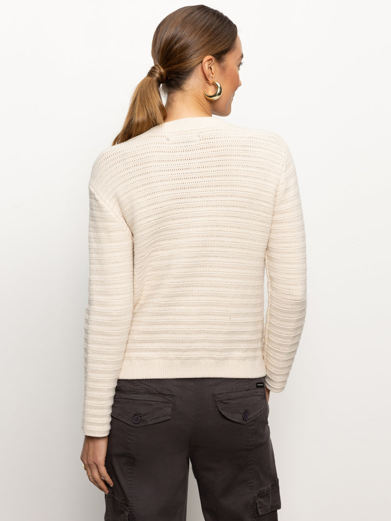 Pointelle Knitted Jacket Oat alt 2