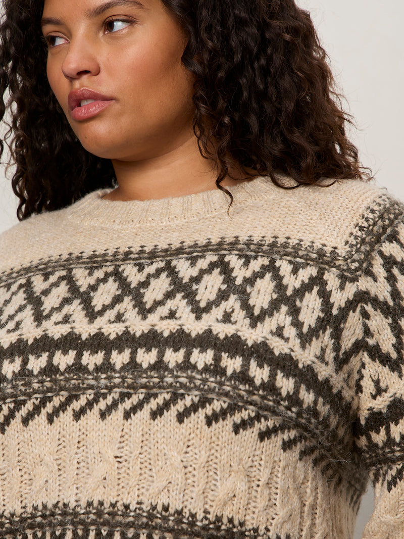 Fairisle Sweater Light Oat Multi Extended Sizing alt 4