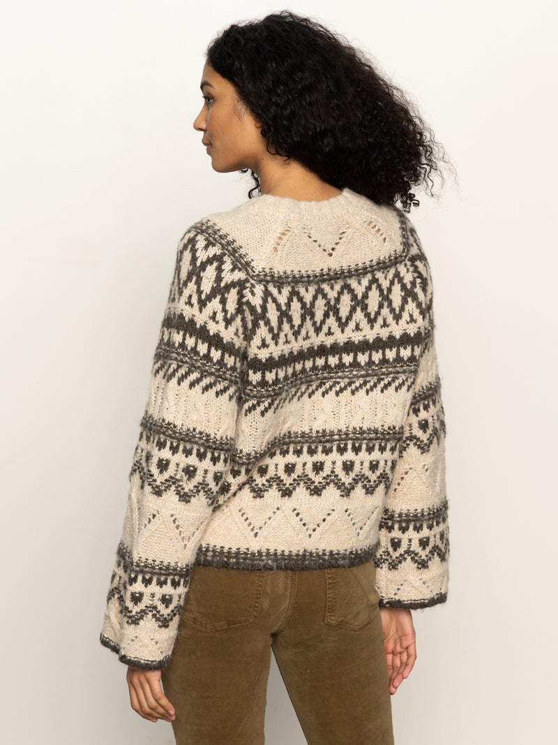 Fairisle Crew Neck Sweater Light Oat Multi alt 4