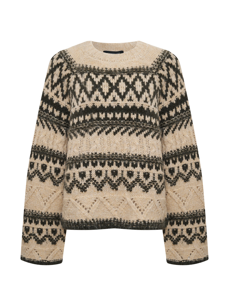 Fairisle Crew Neck Sweater Light Oat Multi alt 6