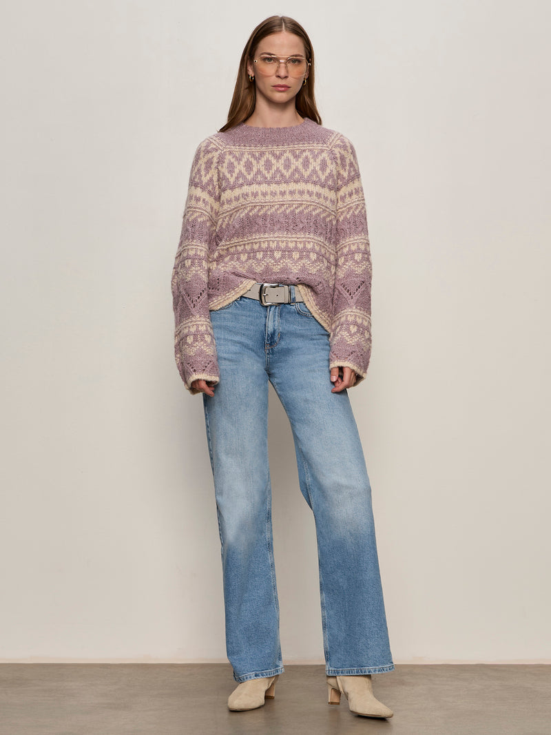 Fairisle Crew Neck Sweater Twilight Mauve Multi alt 5