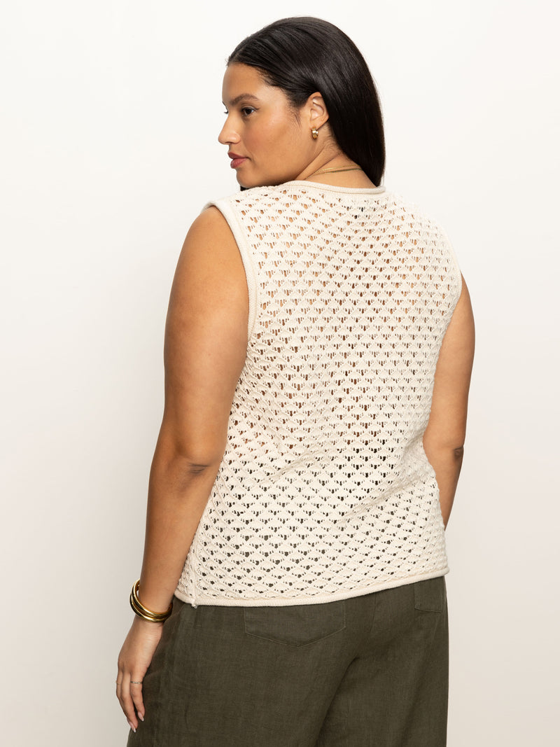 Crochet Shell Sweater Eco Natural Extended Sizing alt 2