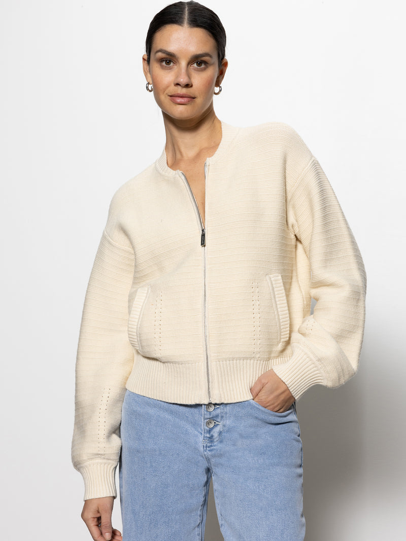 Knitted Bomber Jacket Muslin alt 1
