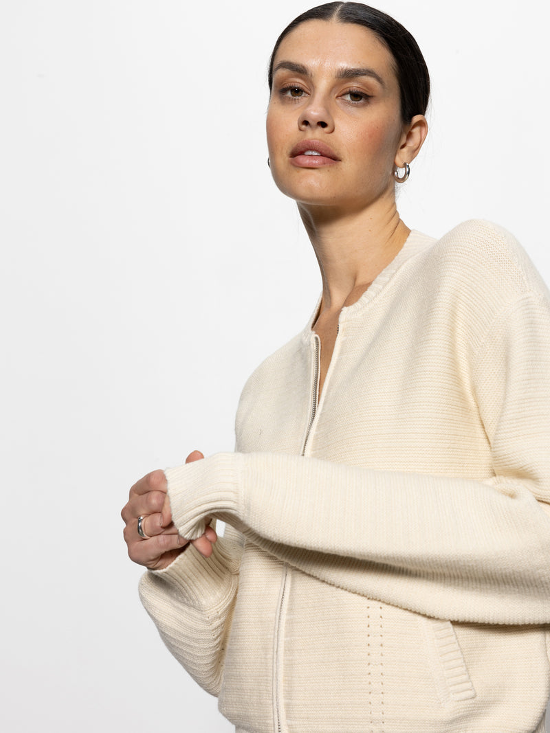 Knitted Bomber Jacket Muslin