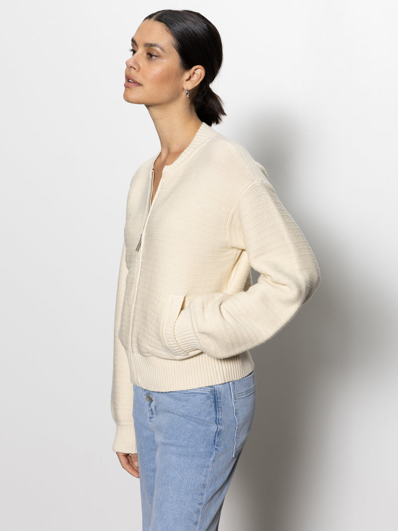 Knitted Bomber Jacket Muslin alt 3