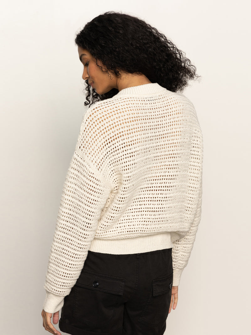 Open Knit Bomber Jacket Chalk alt 2